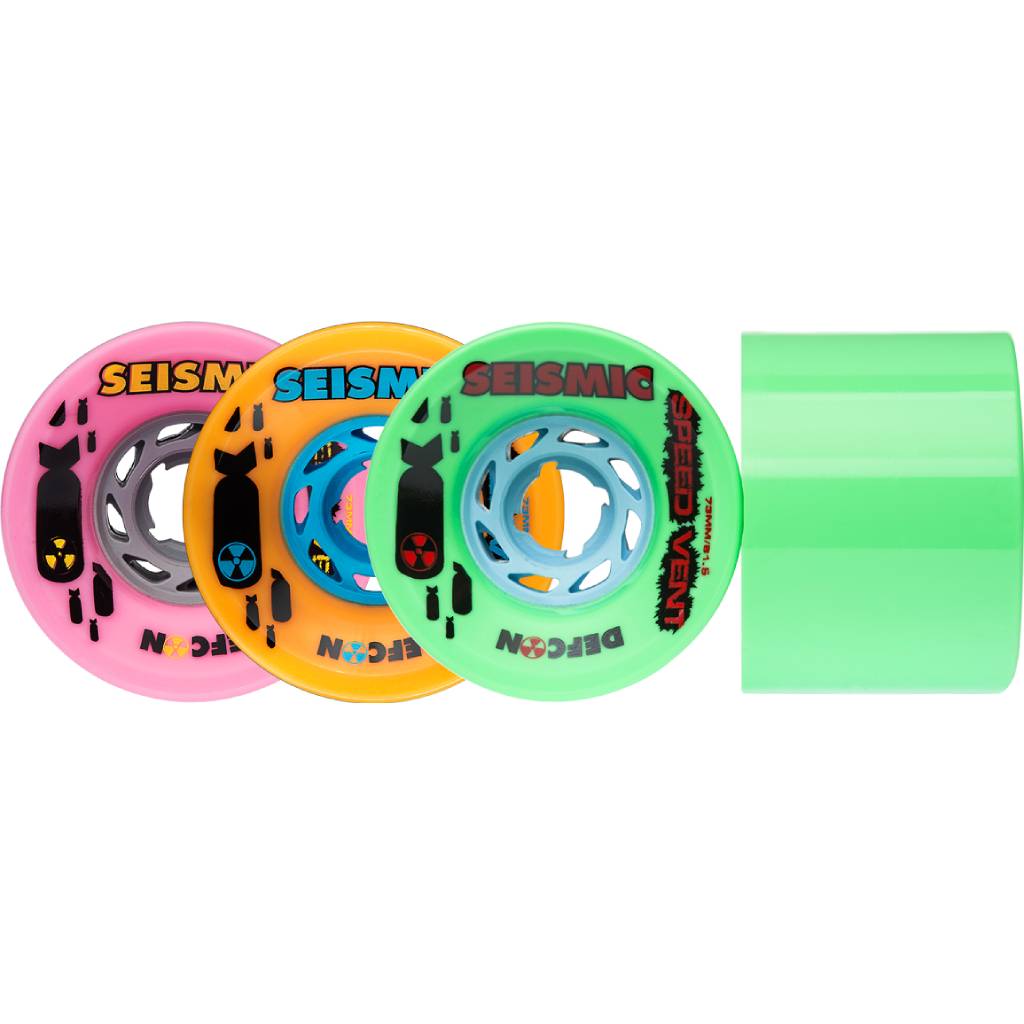 Seismic Speed Vent 73mm 77a Bubblegum Defcon longboard wheels