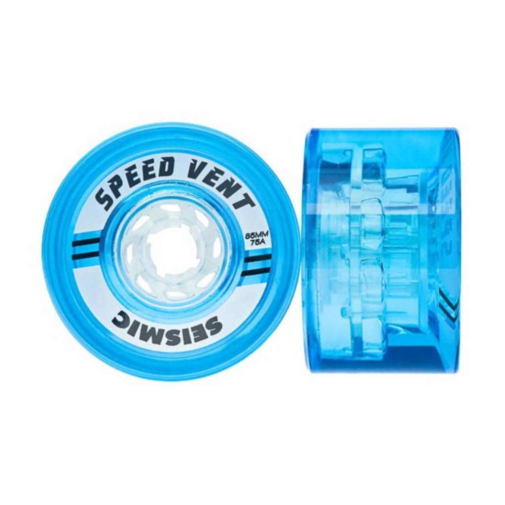 Seismic Speed Vent 85mm 75a clear blue longboard wheels