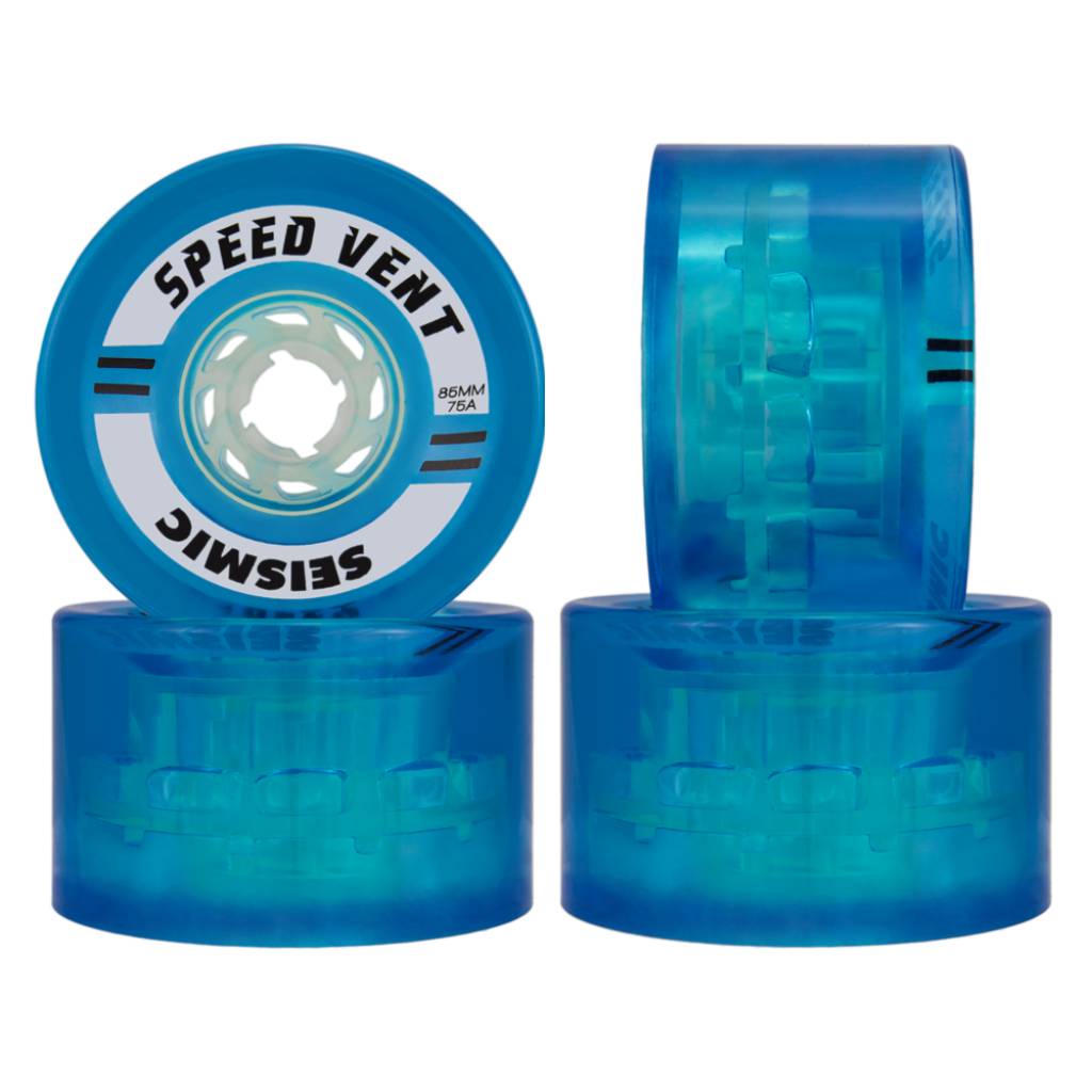 Seismic Speed Vent 85mm 75a clear blue longboard wheels