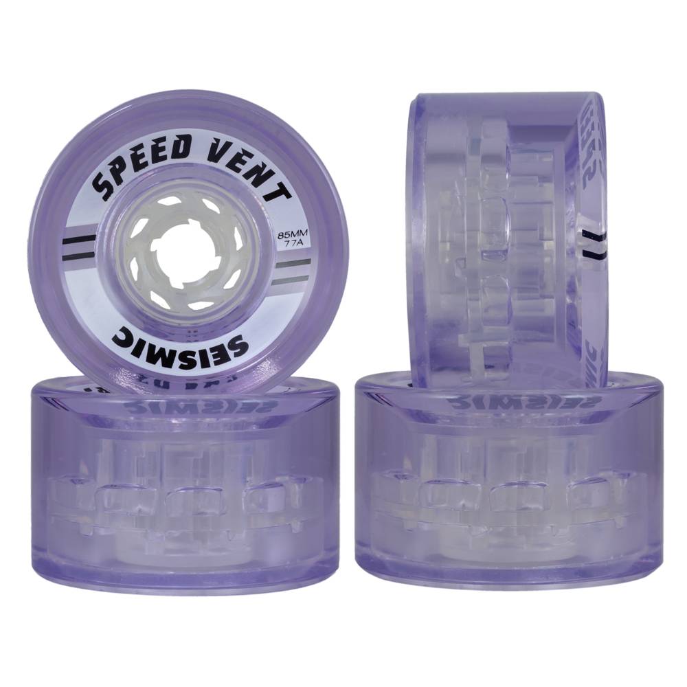 Seismic Speed Vent 85mm 77a clear purple longboard wheels