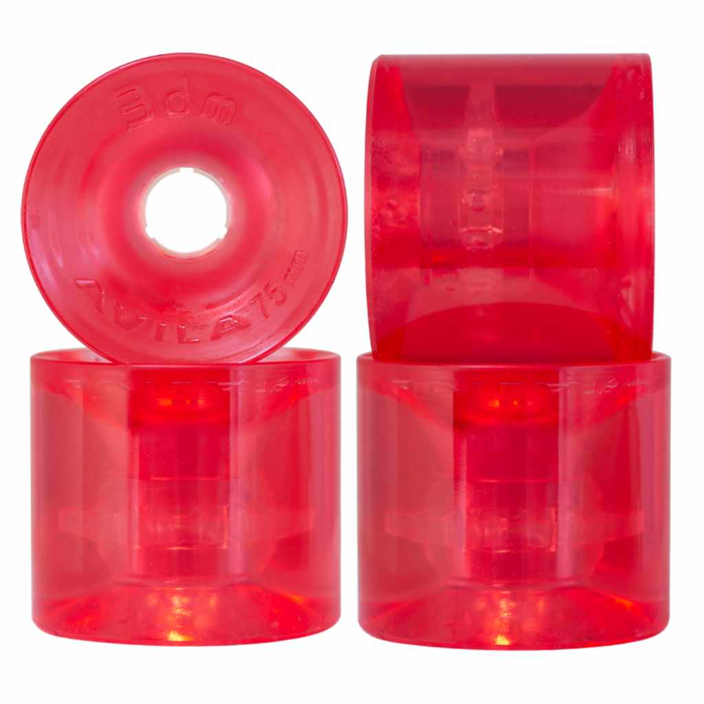 Seismic 3DM Avila 75mm 73a clear red longboard wheels