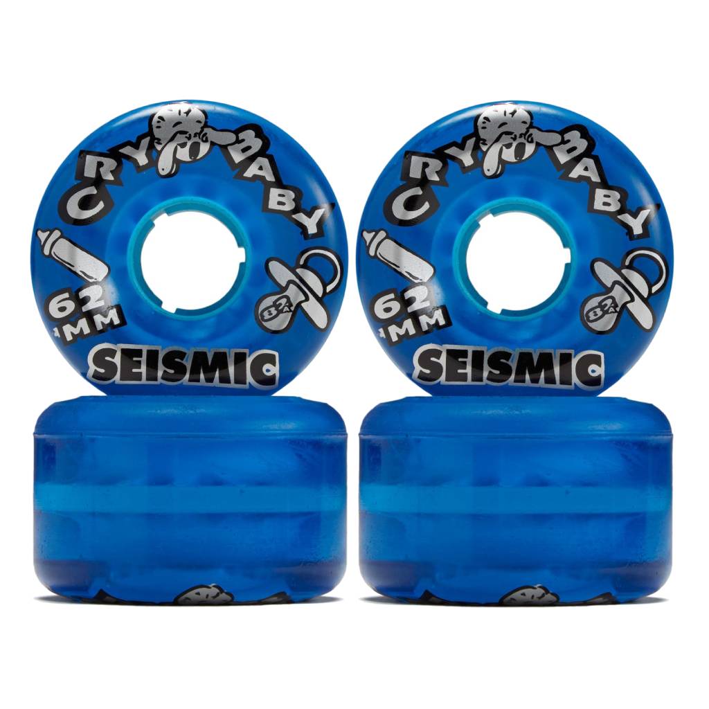 Seismic Cry Baby 62mm 82a Clear Blue longboard wheels