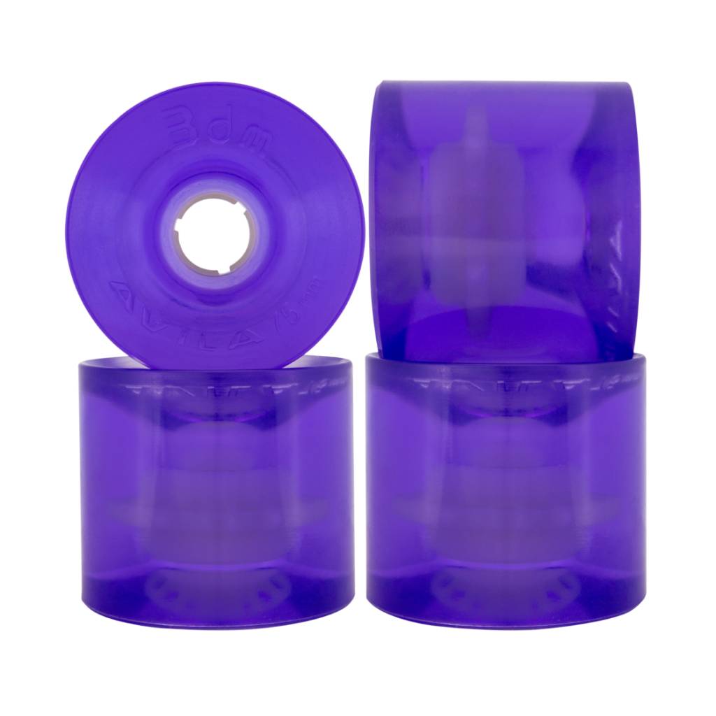 Seismic 3DM Avila 75mm 77a clear purple longboard wheels